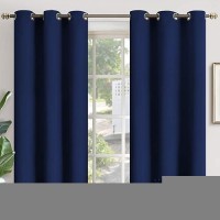 Youngstex Short Blackout Curtains 48 Inches Length Thermal Insulated With Grommet Room Darkening Window Drapes For Bedroom Bas