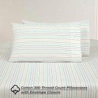 Royale Linens 300 Thread Count 100 Long Staple Combed Cotton Printed Sheet Set 4 Piece Queen Bed Sheet 1 Fitted Sheet 1 Fla