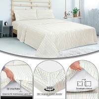 Royale Linens 300 Thread Count 100 Long Staple Combed Cotton Printed Sheet Set 4 Piece Queen Bed Sheet 1 Fitted Sheet 1 Fla