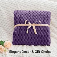 Bedelite Fleece Blanket Large King Size Blanket For Bed 3D Jacquard Decorative Purple Fuzzy Blanket Soft And Cozy Warm Plush