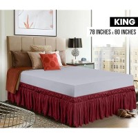 Utopia Bedding King Elastic Bed Ruffle Easy Wrap Around Ruffle Microfiber Bed Skirt With Adjustable Elastic Belt 16 Inch Tai