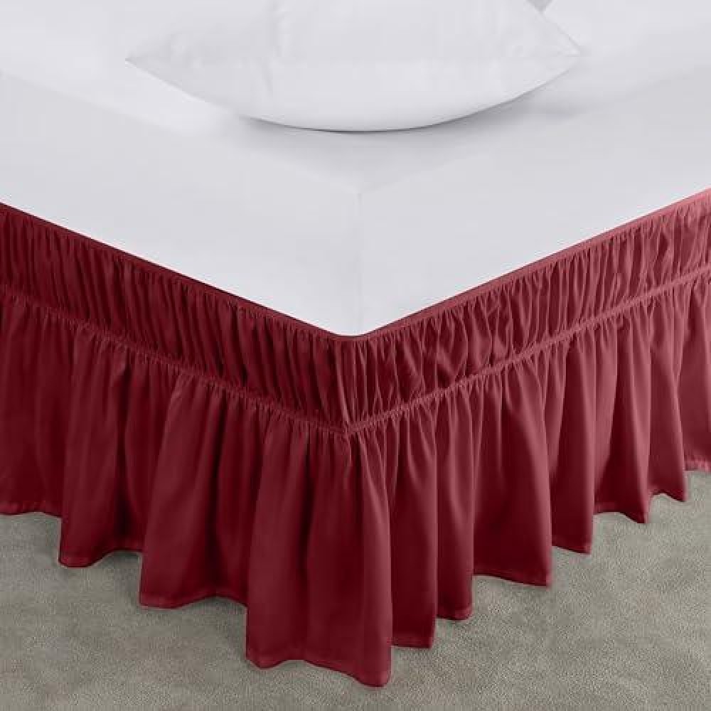 Utopia Bedding Queen Elastic Bed Ruffle Easy Wrap Around Ruffle Microfiber Bed Skirt With Adjustable Elastic Belt 16 Inch Ta