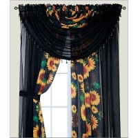 Sapphire Home Floral Sheer Curtains - 4 Panels Set With Valance  63