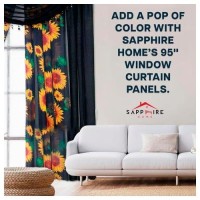 Sapphire Home Floral Sheer Curtains - 4 Panels Set With Valance  63