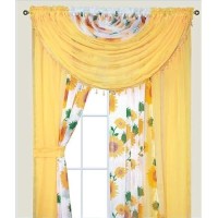 Sapphire Home Floral Sheer Curtains - 4 Panels Set With Valance  95