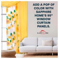 Sapphire Home Floral Sheer Curtains - 4 Panels Set With Valance  95