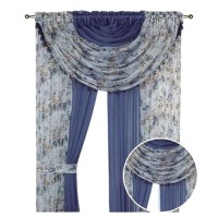 Sapphire Home Floral Sheer Curtains - 4 Panels Set With Valance  95