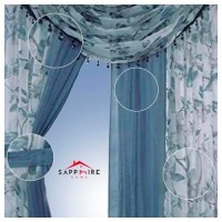 Sapphire Home Floral Sheer Curtains - 4 Panels Set With Valance  95