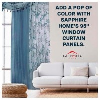 Sapphire Home Floral Sheer Curtains - 4 Panels Set With Valance  95