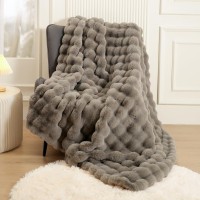 Super Comfort Oversized Warm Thick Bubble Double Sided Plush Rabbit Faux Fur Throw Blanket Fluffy Blanket Soft Cozy Blanket For