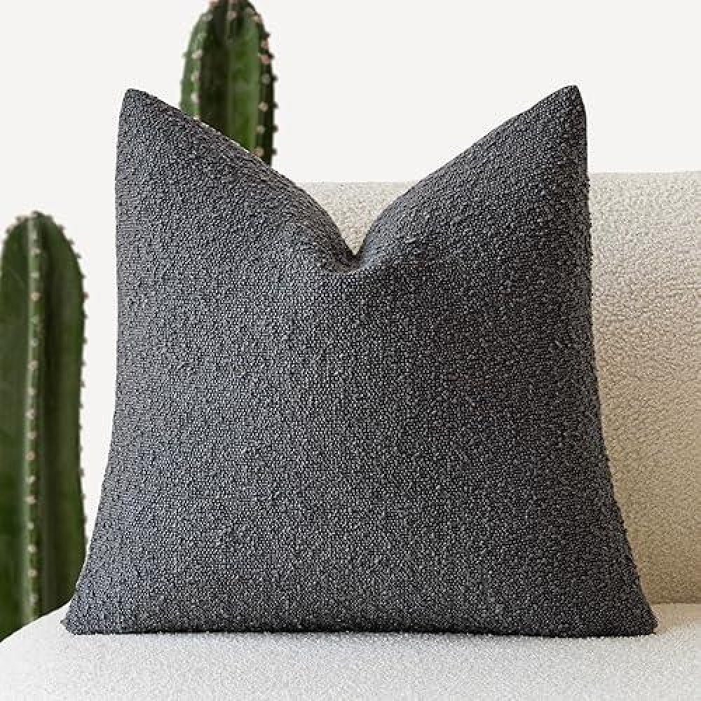 Foindtower Textured Boucle Throw Pillow Covers Accent Solid Pillow Cases Cozy Soft Decorative Couch Cushion Case For Chair Sofa