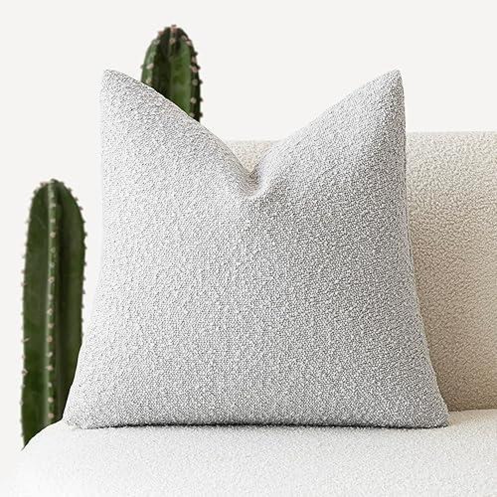 Foindtower Textured Boucle Throw Pillow Covers Accent Solid Pillow Cases Cozy Soft Decorative Couch Cushion Case For Chair Sofa