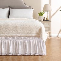 Miye Wrap Around Ruffled Lace Bed Skirt Elastic Dust Ruffle With Adjustable Belts Easy To Put On Bed Frame Cover Machine Was