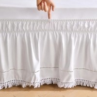 Miye Wrap Around Ruffled Lace Bed Skirt Elastic Dust Ruffle With Adjustable Belts Easy To Put On Bed Frame Cover Machine Was