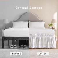 Miye Wrap Around Ruffled Lace Bed Skirt Elastic Dust Ruffle With Adjustable Belts Easy To Put On Bed Frame Cover Machine Was