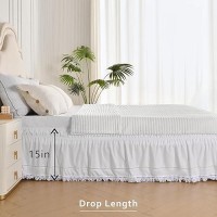 Miye Wrap Around Ruffled Lace Bed Skirt Elastic Dust Ruffle With Adjustable Belts Easy To Put On Bed Frame Cover Machine Was