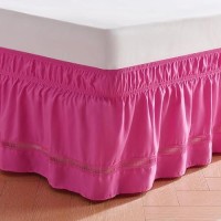 Miye Wrap Around Ruffled Lace Bed Skirt Elastic Dust Ruffle With Adjustable Belts Easy To Put On Bed Frame Cover Machine Was