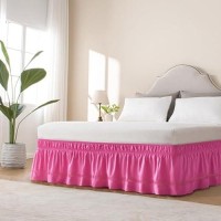 Miye Wrap Around Ruffled Lace Bed Skirt Elastic Dust Ruffle With Adjustable Belts Easy To Put On Bed Frame Cover Machine Was