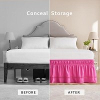 Miye Wrap Around Ruffled Lace Bed Skirt Elastic Dust Ruffle With Adjustable Belts Easy To Put On Bed Frame Cover Machine Was