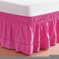 Miye Wrap Around Ruffled Lace Bed Skirt Elastic Dust Ruffle With Adjustable Belts Easy To Put On Bed Frame Cover Machine Was