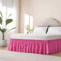 Miye Wrap Around Ruffled Lace Bed Skirt Elastic Dust Ruffle With Adjustable Belts Easy To Put On Bed Frame Cover Machine Was