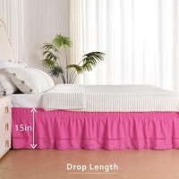 Miye Wrap Around Ruffled Lace Bed Skirt Elastic Dust Ruffle With Adjustable Belts Easy To Put On Bed Frame Cover Machine Was