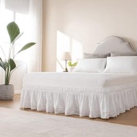 Miye Wrap Around Ruffled Lace Bed Skirt Elastic Dust Ruffle With Adjustable Belts Easy To Put On Bed Frame Cover Machine Was