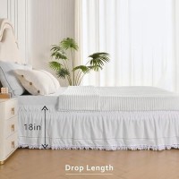 Miye Wrap Around Ruffled Lace Bed Skirt Elastic Dust Ruffle With Adjustable Belts Easy To Put On Bed Frame Cover Machine Was