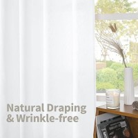 Youngstex White Linen Curtains 84 Inches Length With Bronze Grommet Light Filtering Long Window Drapes For Living Room Bedroom D