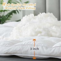 Whatsbedding 3 Inch Memory Foam Mattress Topper Twin Size For Pressure Relief Premium Fluffy Soft Shredded Memory Foam Filled