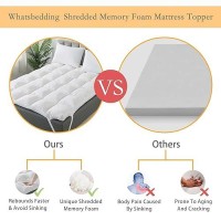 Whatsbedding 3 Inch Memory Foam Mattress Topper Queen Size Premium Fluffy Soft Shredded Memory Foam Filled Pillow Top Antis