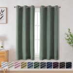 Ovzme Olive Green 100 Blackout Curtains 63 Inch Long For Bedroom 2 Panels Set Faux Linen Textured Curtains Drapes For Living