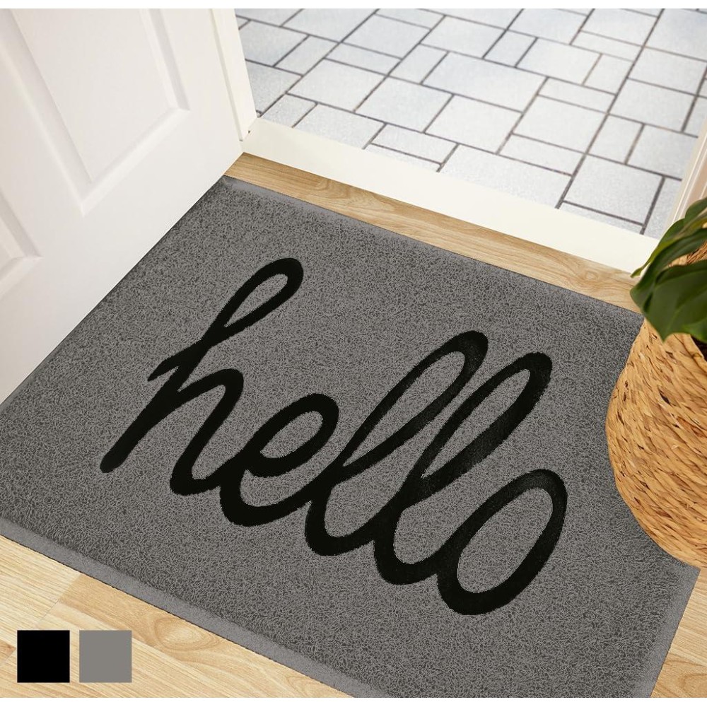 Gorilla Grip 100 Water Resistant All Weather Hello Door Mat Dirt Grabber Mesh Welcome Doormat Stain And Fade Resistant Low P