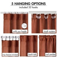 Miulee Burnt Orange Linen Curtains 96 Inches Long 2 Panels For Bedroom Living Room Pleat Tape With Hooks Soft Linen Textured Wi