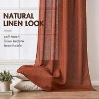 Miulee Burnt Orange Linen Curtains 96 Inches Long 2 Panels For Bedroom Living Room Pleat Tape With Hooks Soft Linen Textured Wi