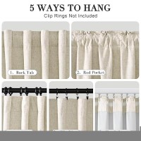 Joywell 100% Blackout Linen Curtains 63 Inches Length Long  Rod Pocket/Back Tab/Hook Belt/Clip Rings  Thermal Insulated Drapes Curtains For Bedroom Living Room (2 Panels Set W52 X L63 Linen)