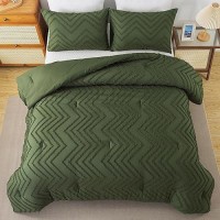 Andency Olive Green Comforter Set King Size Boho Soft Fluffy Warm Lightweight Bedding Comforter Sets For King Bed 3 Pieces Che