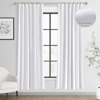 Joywell Linen 100% Blackout Curtains 72 Inches Length Long  Rod Pocket/Back Tab/Hook Belt/Clip Rings  Energy Efficient Drapes Curtains For Privacy Bedroom Living Room (2 Panels 52 X 72  White)