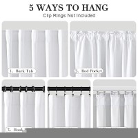 Joywell Linen 100% Blackout Curtains 84 Inches Length Long  Rod Pocket/Back Tab/Hook Belt/Clip Rings  Thermal Insulated Drapes Boho For Teen Girls Bedroom Living Room (2 Panels 52 X 84  White)