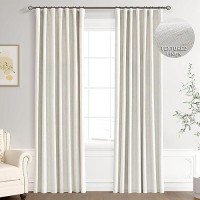 Joywell Cream Linen 100% Blackout Curtains 84 Inch Long  Rod Pocket/Back Tab/Hook Belt/Clip Rings Thermal Insulated Drapes For Bedroom Living Room Ivory With Hooks(2 Panels 52 X 84 Natural Beige)