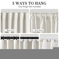 Joywell Cream Linen 100% Blackout Curtains 84 Inch Long  Rod Pocket/Back Tab/Hook Belt/Clip Rings Thermal Insulated Drapes For Bedroom Living Room Ivory With Hooks(2 Panels 52 X 84 Natural Beige)