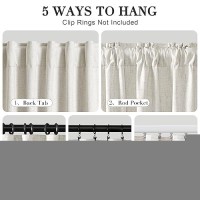 Joywell Textured Linen 100% Blackout Curtains 90 Inches Long Back Tab Hook Belt Thermal Insulated Drapes For Bedroom Dining Living Room Sliding Glass Door Nursery (2 Panels W52 X L90 Natural Beige)