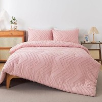 Andency Pink Comforter Set Queen Boho Cute Girls Women Soft Fluffy Warm Lightweight Bedding Comforter Sets For Queen Bed 3 Pie