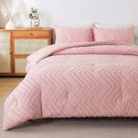 Andency Pink Comforter Set Queen Boho Cute Girls Women Soft Fluffy Warm Lightweight Bedding Comforter Sets For Queen Bed 3 Pie