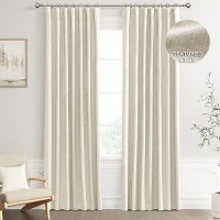 Joywell Full Blackout Textured Linen Curtains 90 Inches Long Rod Pocket/Back Tab/Hook Belt/Clip Rings Thermal Insulated Drapes For Bedroom Living Room Sliding Glass Door(2 Panels W52 X L90 Linen)