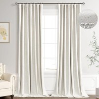 Joywell Linen 100% Blackout Curtains 120 Inches Extra Long  Rod Pocket/Back Tab/Hook Belt/Clip Rings Floor To Ceiling Darkening Drapes 10 Ft For Bedroom Living Room(2 Pieces 52 X 120 Natural Beige)