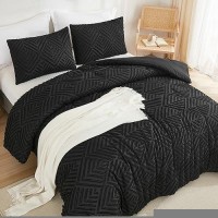 Andency Black Comforter King Set 3 Pieces Boho Bedding Set Collections Farmhouse Tufted Fluffy Bedding Comforter Sets For Ki