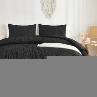 Andency Black Comforter King Set 3 Pieces Boho Bedding Set Collections Farmhouse Tufted Fluffy Bedding Comforter Sets For Ki