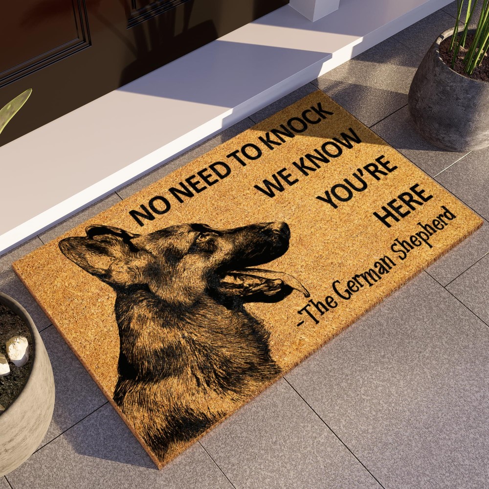 The German Shepherd Door Mat German Shepherd We Know You Are Here Door Mats Funny German Shepherd Doormat Side View Welcome M