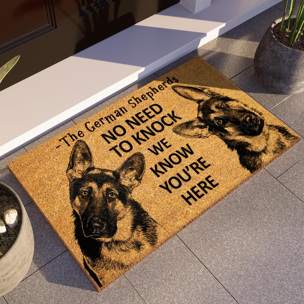 The German Shepherds Door Mat Two German Shepherd We Know You Are Here Door Mats Funny German Shepherd Doormat Side View Welc